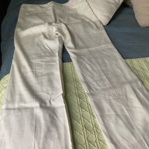 Cabi Angel Trouser Linen Blend Flare Pant In Coconut Cream New W/O Tags